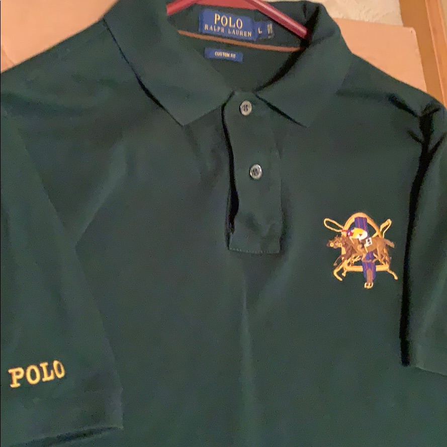 Ralph Lauren Large Custom Fit Green W/ Gold Logo!